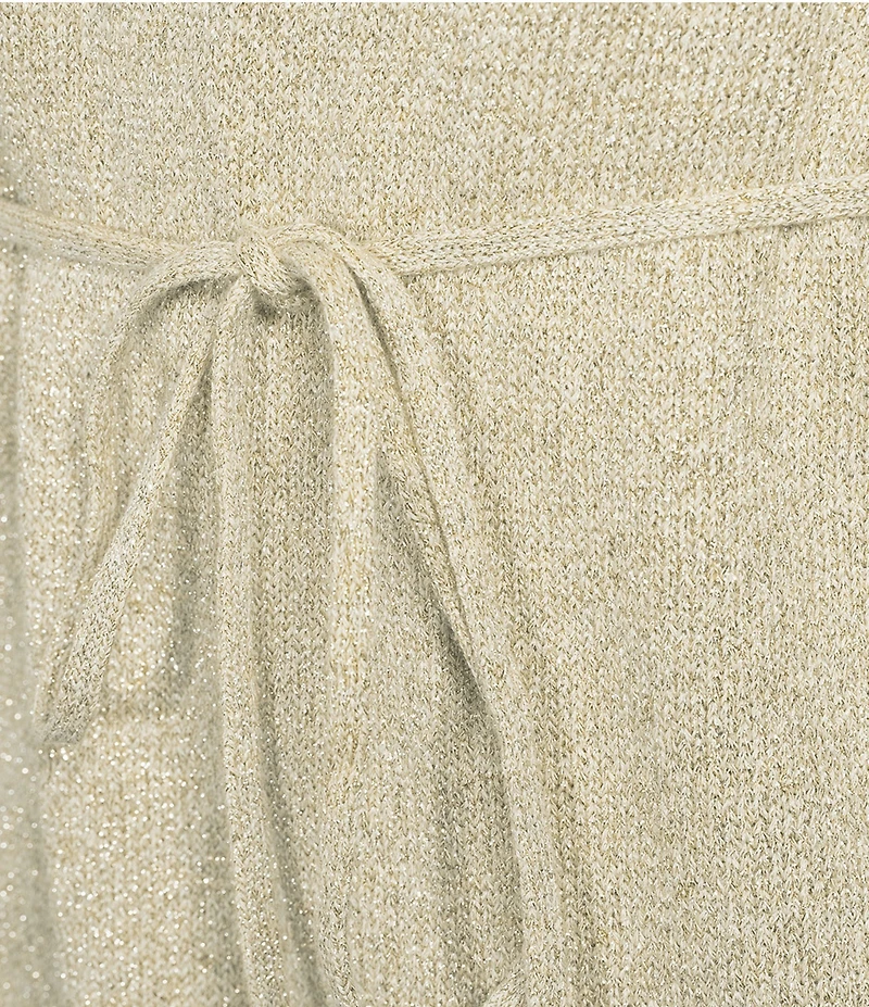 Tommy Bahama Solstice Bay Organic Cotton Blend Metallic Shimmer Knit Tie Front Cardigan