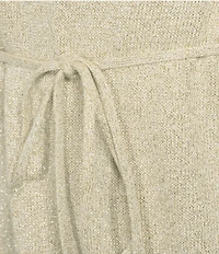 Tommy Bahama Solstice Bay Organic Cotton Blend Metallic Shimmer Knit Tie Front Cardigan