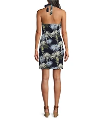 Tommy Bahama Sophia Tropical Palisade Palms Matte Jersey Halter Neck Sleeveless Dress