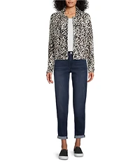 Tommy Bahama Spotted Sea Two Palm Raw Edge Point Collar Long Sleeve Button Front Jacket