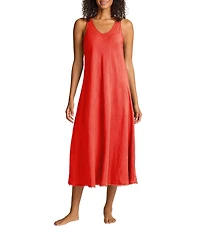 Tommy Bahama St. Lucia Solid Linen Blend V-Neck Sleeveless Bias Cut Tank Midi Dress Swim Cover-Up