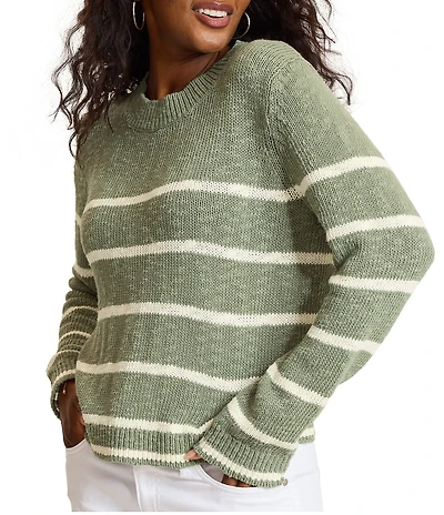 Tommy Bahama Stripe Crew Neck Long Sleeve Sweater Top