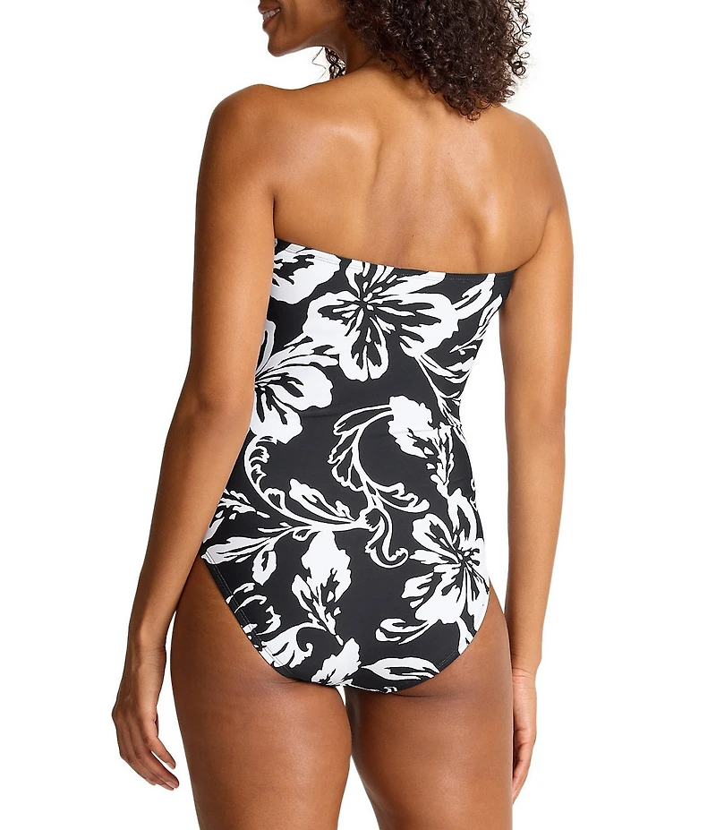 Tommy Bahama Sunset Blooms Strapless Underwire Bandeau One Piece Swimsuit