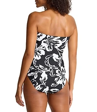 Tommy Bahama Sunset Blooms Strapless Underwire Bandeau One Piece Swimsuit
