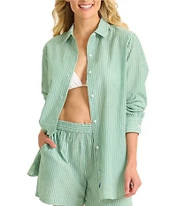 Tommy Bahama Suntan Til Sunset Boyfriend Button Front Shirt Swim Cover-Up
