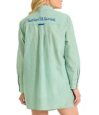 Tommy Bahama Suntan Til Sunset Boyfriend Button Front Shirt Swim Cover-Up