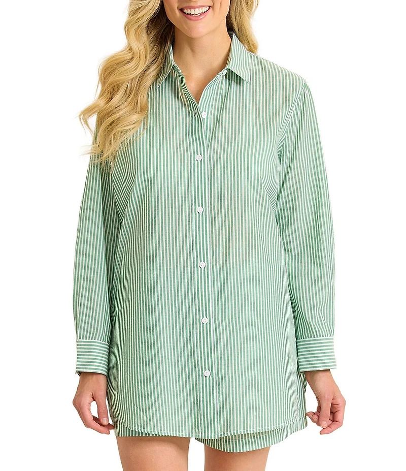 Tommy Bahama Suntan Til Sunset Boyfriend Button Front Shirt Swim Cover-Up