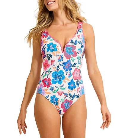 Tommy Bahama Tropi Floral Reversible Lace-Back One Piece Swimsuit