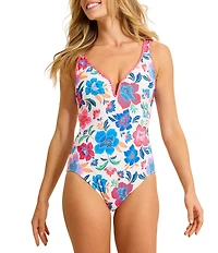 Tommy Bahama Tropi Floral Reversible Lace-Back One Piece Swimsuit