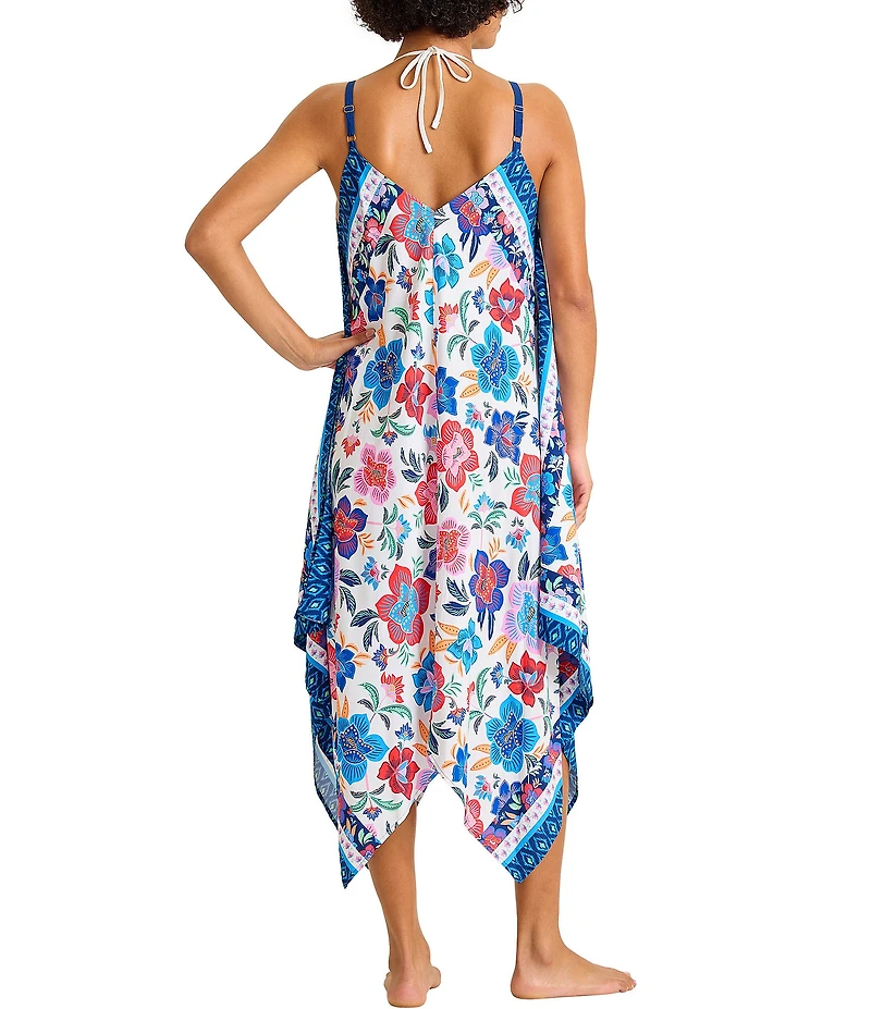 Tommy Bahama Tropi Floral V-Neck Scarf Dress Swim Cover-Up