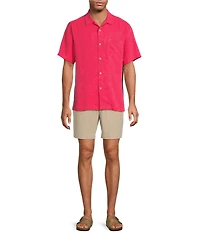 Tommy Bahama Solid Tropic Isle Short Sleeve Camp Collar Woven Shirt