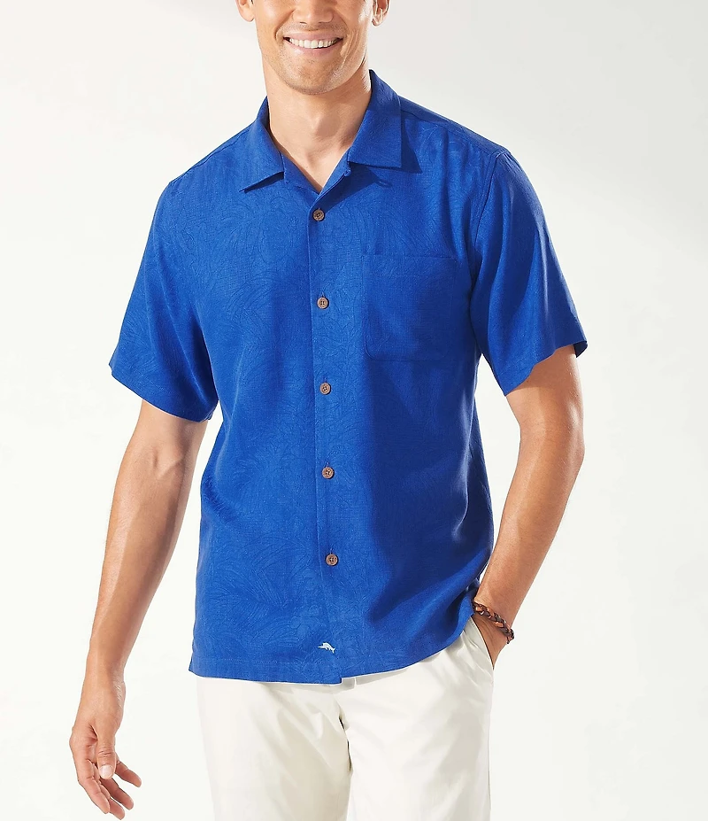 Tommy Bahama Solid Tropic Isle Short Sleeve Camp Collar Woven Shirt
