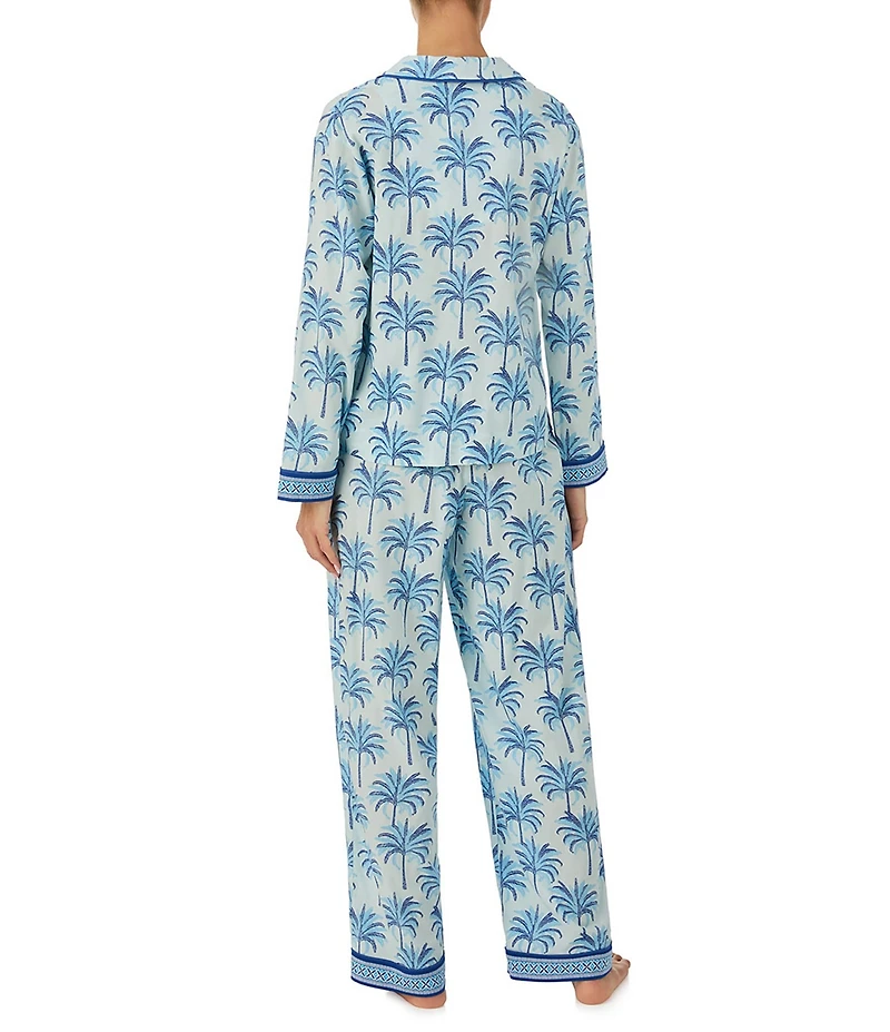 Tommy Bahama Tropical Print Long Sleeve Notch Collar Long Woven Pajama Set