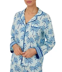 Tommy Bahama Tropical Print Long Sleeve Notch Collar Long Woven Pajama Set