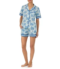 Tommy Bahama Tropical Print Short Sleeve Notch Collar Woven Shorty Pajama Set