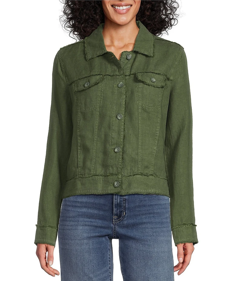 Tommy Bahama Two Palm Raw Edge Point Collar Long Sleeve Button Front Jacket