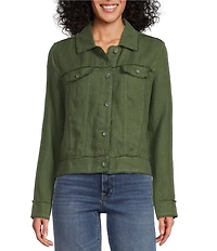 Tommy Bahama Two Palm Raw Edge Point Collar Long Sleeve Button Front Jacket