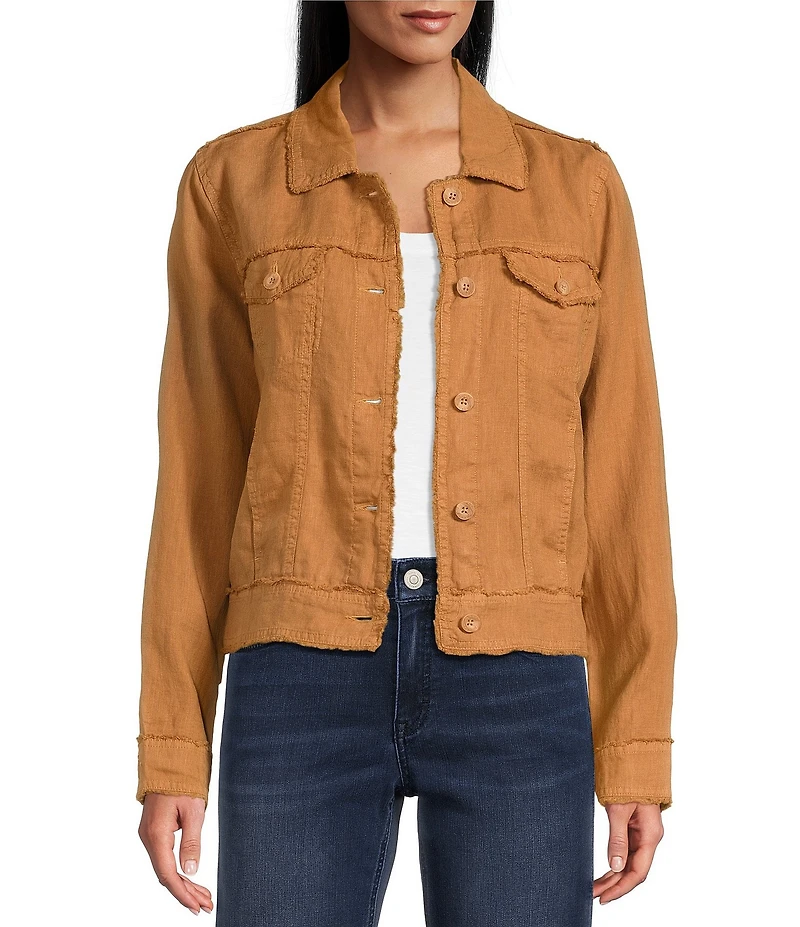Tommy Bahama Two Palm Raw Edge Point Collar Long Sleeve Button Front Jacket