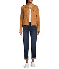 Tommy Bahama Two Palm Raw Edge Point Collar Long Sleeve Button Front Jacket