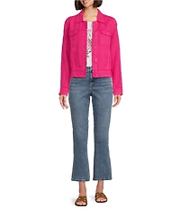 Tommy Bahama Two Palm Raw Edge Point Collar Long Sleeve Button Front Jacket