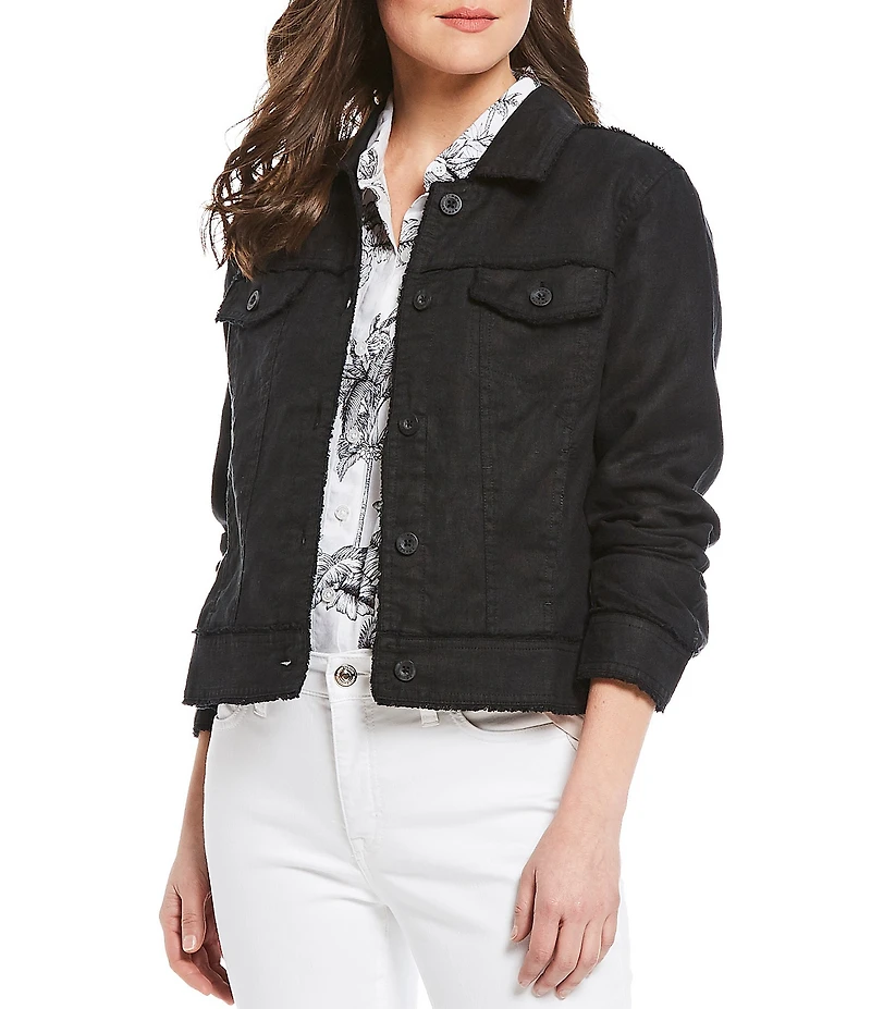 Tommy Bahama Two Palm Raw Edge Point Collar Long Sleeve Button Front Jacket