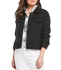 Tommy Bahama Two Palm Raw Edge Point Collar Long Sleeve Button Front Jacket