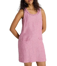 Tommy Bahama Two Palms Patch Pocket Linen Scoop Neck Sleeveless Shift Dress