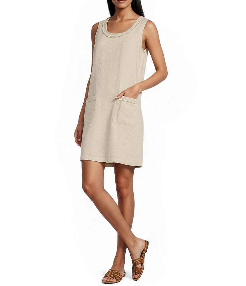 Tommy Bahama Two Palms Patch Pocket Linen Scoop Neck Sleeveless Shift Dress