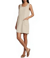 Tommy Bahama Two Palms Patch Pocket Linen Scoop Neck Sleeveless Shift Dress