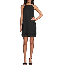 Tommy Bahama Two Palms Sequin Embroidered Linen Halter Neck Dress