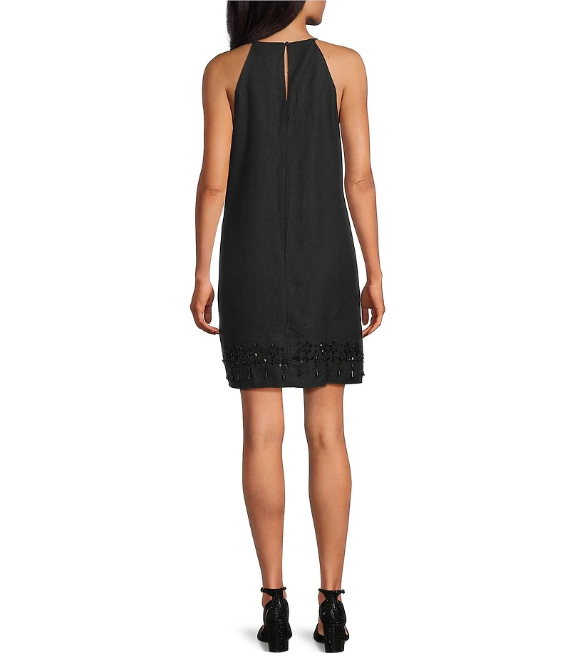 Tommy Bahama Two Palms Sequin Embroidered Linen Halter Neck Dress