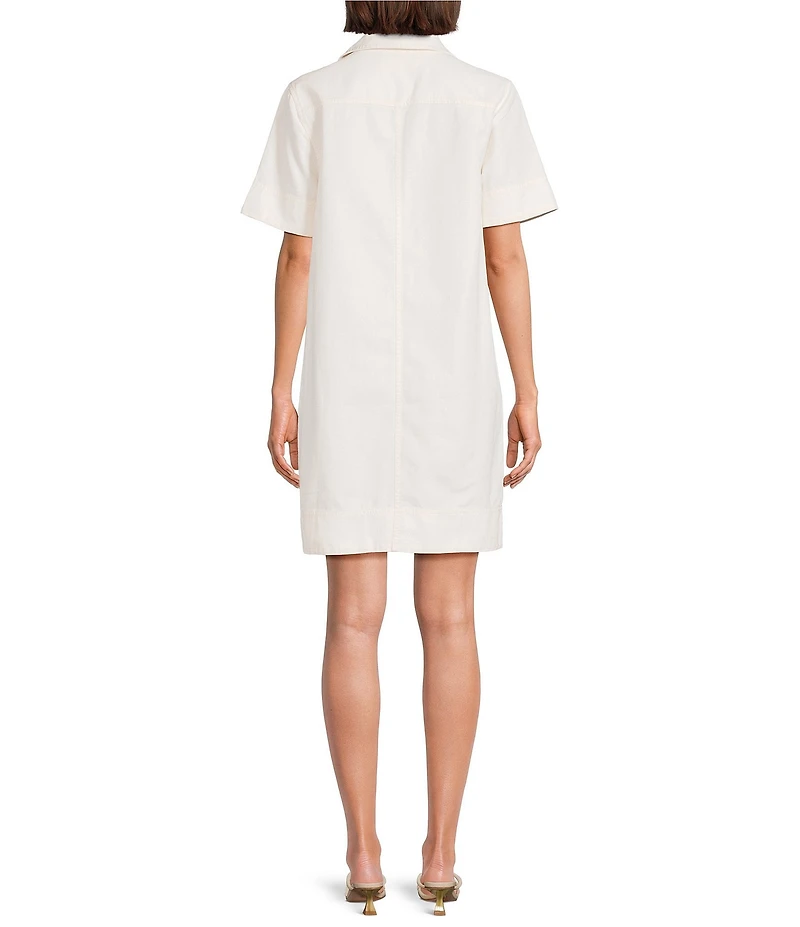 Tommy Bahama Utility Twill Linen Cotton Blend Jonny Collar Short Sleeve Shift Dress