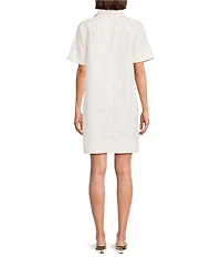 Tommy Bahama Utility Twill Linen Cotton Blend Jonny Collar Short Sleeve Shift Dress