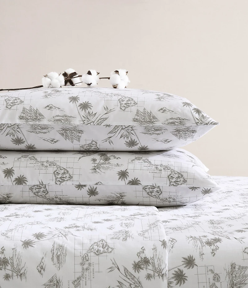 Tommy Bahama Vintage Map Cotton Percale Printed Sheet Set