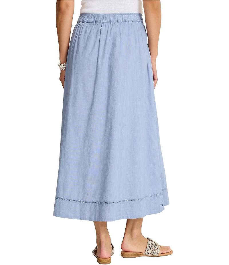 Tommy Bahama Voile Chambray Cross-Stitch Faux Wrap Maxi Skirt