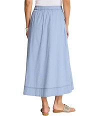 Tommy Bahama Voile Chambray Cross-Stitch Faux Wrap Maxi Skirt