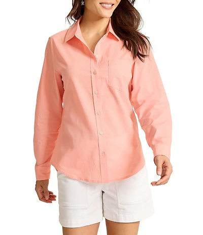 Tommy Bahama Washed Voile Point Collar Long Sleeve Button Front Shirt