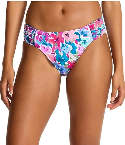 Tommy Bahama Watercolor Reversible Floral To Stripe Hipster Swim Bottom