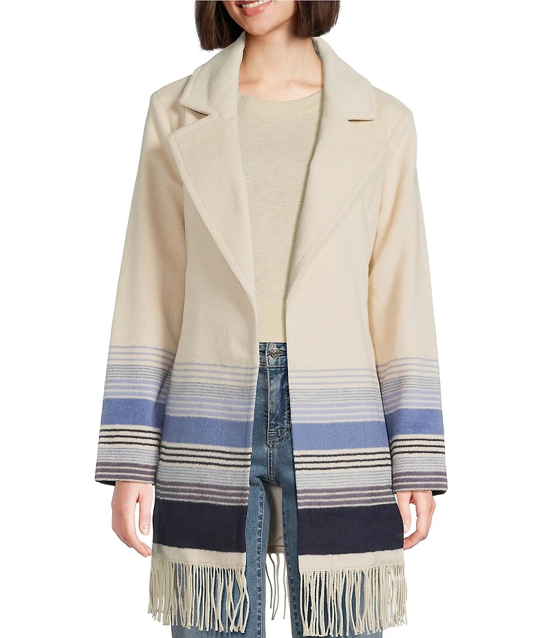 Tommy Bahama Wooly Engineered Stripe Notch Lapel Wrap Coat