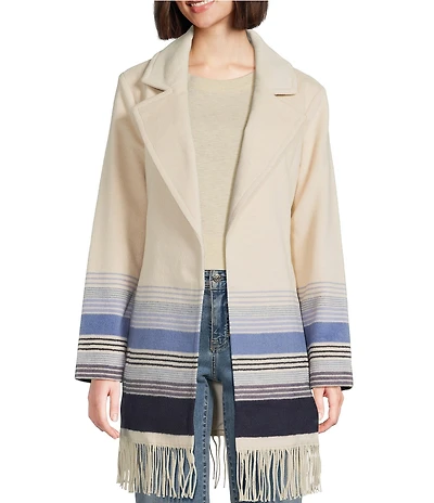 Tommy Bahama Wooly Engineered Stripe Notch Lapel Wrap Coat