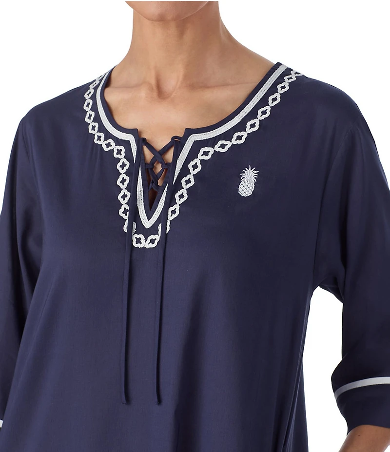 Tommy Bahama Woven 3/4 Sleeve V-Neck Caftan