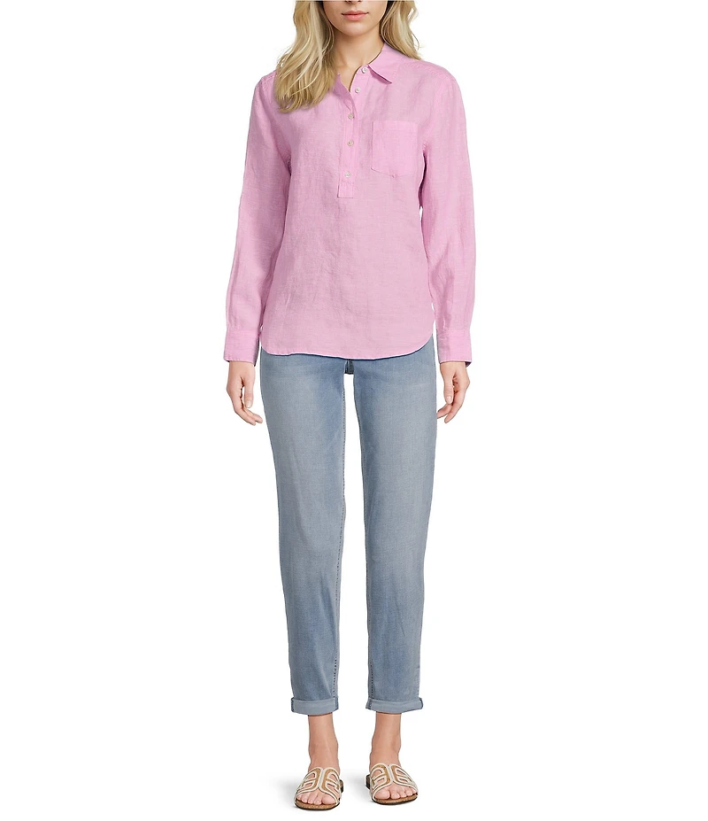 Tommy Bahama Woven Coastalina Point Collar Long Sleeve Button Front Placket Shirt