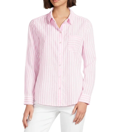 Tommy Bahama Woven Oceanic Voile Point Collar Long Sleeve Button Front Shirt