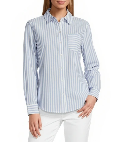 Tommy Bahama Woven Oceanic Voile Point Collar Long Sleeve Button Front Shirt