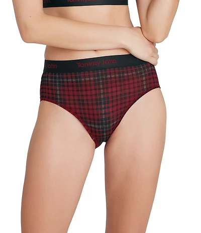 Tommy John Second Skin Logo Flannel Print Brief Panty
