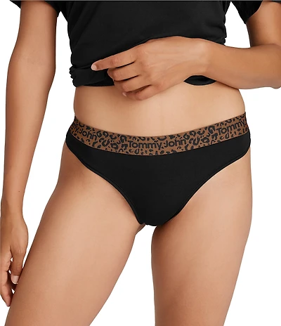 Tommy John Second Skin Solid With Leopard Print Thong