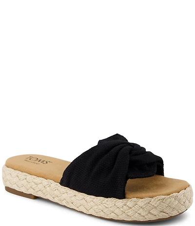 TOMS Abby Knot Detail Espadrille Platform Slide Sandals
