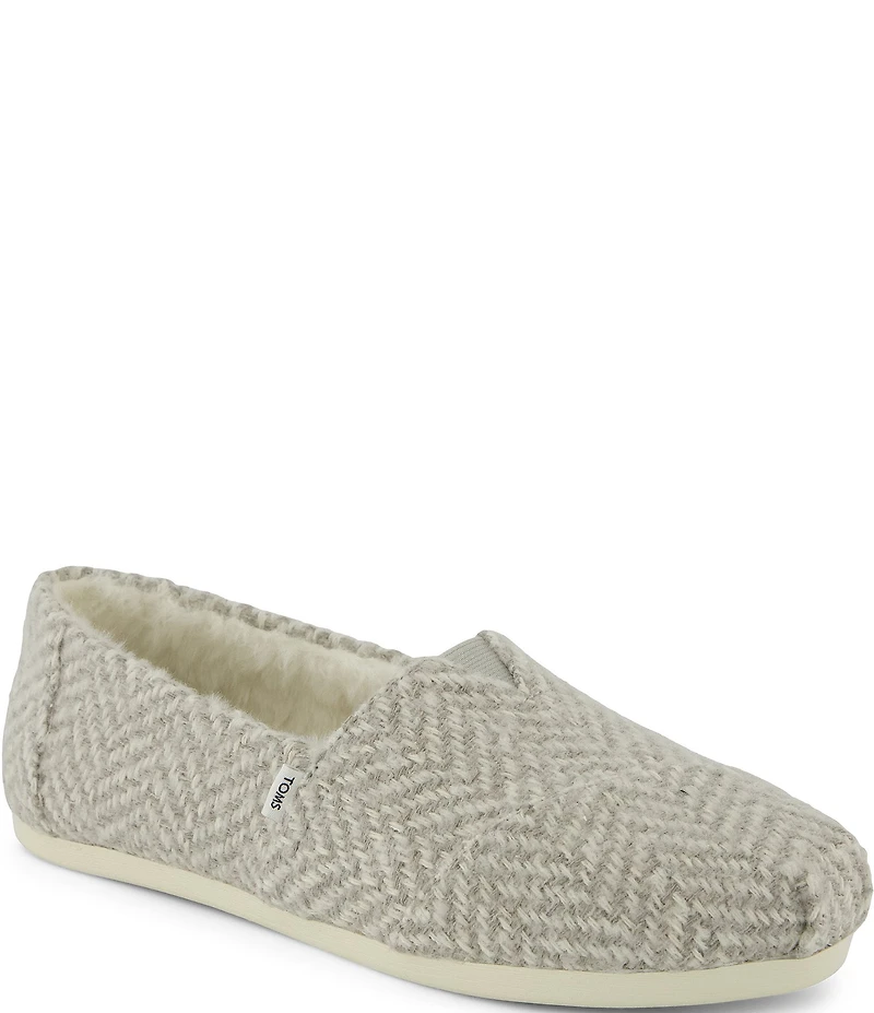 TOMS Alpargata Cozy Herringbone Faur Fur Lined Slip On Loafers