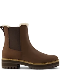 TOMS Bennet Water Resistant Nubuck Suede Faux Fur Lined Lugged Chelsea Booties