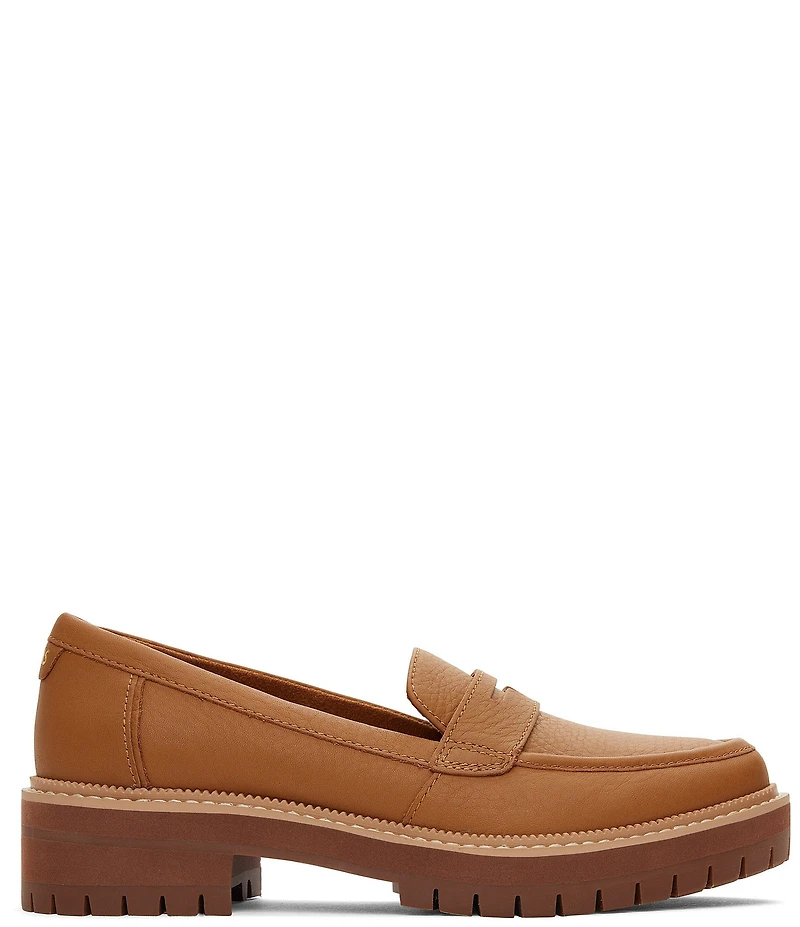 TOMS Cara Leather Lug Sole Penny Loafers